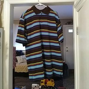 Multi-colored striped polo shirt